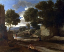 212/poussin, nicolas - landscape with travellers resting